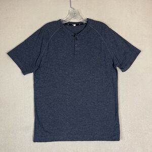 Public‎ Rec Shirt Mens Medium Dark Gray Henley Short Sleeve Stretch Regular Fit